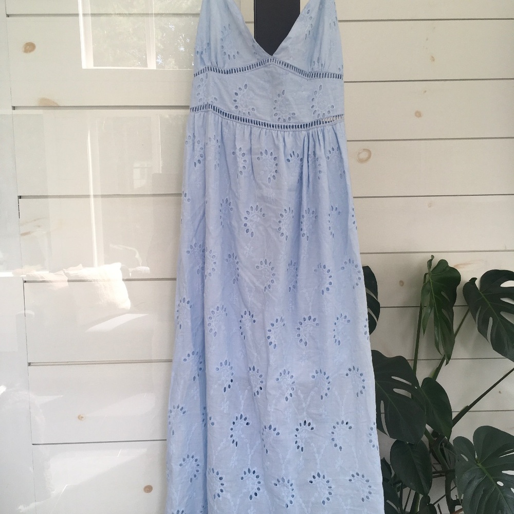 Light Blue Eyelet Midi Dress